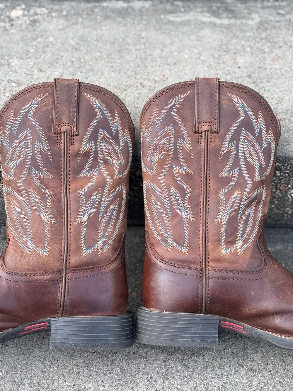 Justin Boots Brown blue Western Leather Pull On Embroidered Men's 10D Cowboy - Picture 5 of 10